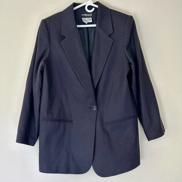 Vintage SAG Harbor Wool Y2K single breasted office siren preppy blazer boxy 16 W - Picture 4 of 9